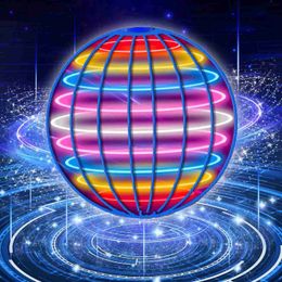 LED RAVE Toy Cartoon Flying Ball Flying Floating Ball Led Lights 360 graden automatische rotatie Kinderen volwassen indoor en buitenspeelgoed cadeau 240410