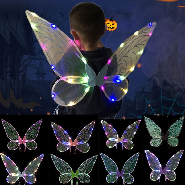 Led Rave Toy Dress Up Angel Wings para Halloween Cosplay Niños Niñas Fairy Stage Performance Decoración Traje de Navidad Mujeres 230605