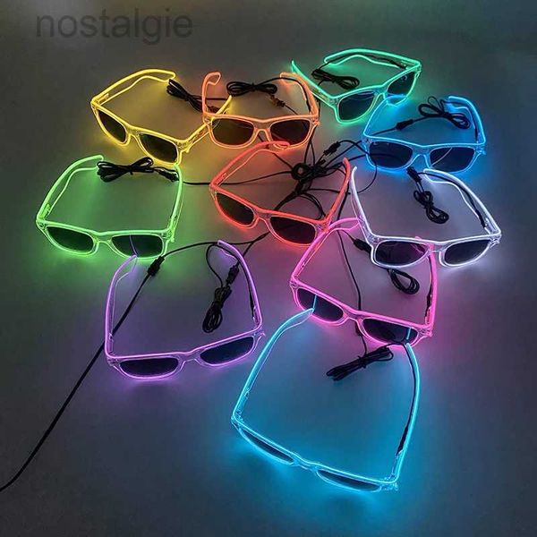 Led Rave Toy Fashion Luces LED GAJAS EL NEON GLOW Gafas de sol Light Up Party Juguetes Glow in the Dark Neon Farty para boda 240410