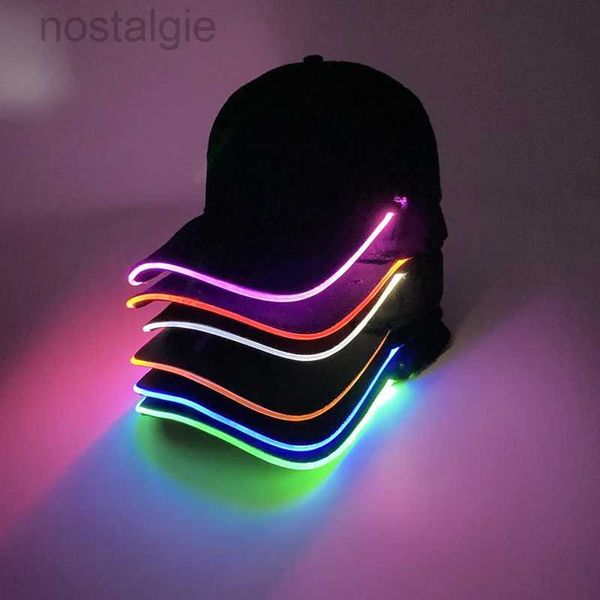 Led Rave Toy Fashion Led Luminoso DJ Hip Hop Rap Rap Hat Glowing Neon Baseball Light Up Hiphop Dance Hat Props Suministros 240410