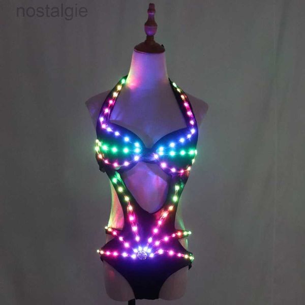 LED RAVE TOY FULL COLOR PIXEL LIMES LED Veste Veste Mabet Jazz Bar DS Nouveau costume sexy DJ Bikini Nightclub GOGO DANCER DANCER GROUP Costume 240410