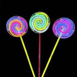 LED RAVE TOY GLOW Stick Spinning Lollipop Néon décorations de fête pour les enfants Adultes 80S 90S Disco Decors Blow in the Dark Party Favors 240410