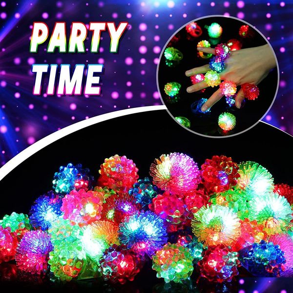 LED Rave Toy Anillo brillante de la iluminación del bullicio de los dedos Favor Party Favor Jelly Jelly Remons Suministros de cumpleaños Drop de Dhoqd