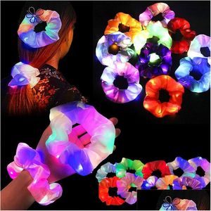 Led Rave Toy Hair Scrunchies Light Up Scrunchie Elastic Women Girls Bands For Halloween Christmas Party Drop Delivery Toys Gifts Ligh Dh0Sf