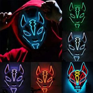 LED Rave Toy Halloween Led Fox Drift Mask Mask de luz fría Masilla de brillo de juego de juegos de juego de juego de juego Masquerada Carnival Full Face Set 240410