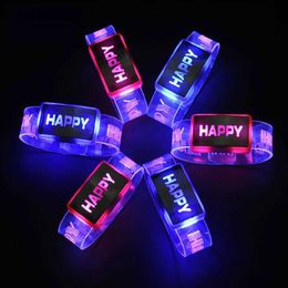 Pulsera LED Rave Toy LED/Braceletas brillantes de 50 piezas/Lotes Light Up Toys Festival de fiesta feliz Festival Rave Rave Iluminación LED Flashing 240410