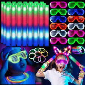 Led Rave Toy Foam LED Glow Sticks Light Up Gafas Neon Bracelets Glow in the Dark Party Supplies Decoración de bodas de cumpleaños para niños Adultos 240410