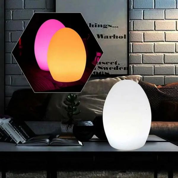 Led Rave Toy LED Night Lights USB Rechargeable Forme d'oeuf RGB Pat Light Alimentation du bébé Couchage Lampe de protection des yeux Table de bar extérieure 231211