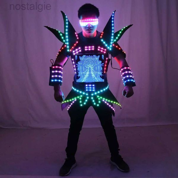 Costumes d'affichage LED LED RAVE LED Costumes Performance Performance Us Armor Suit Colorful Light Mirror Club Club Show Turnits Disco 240410