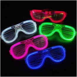 LED Rave Toy Light Up Clignotant Lunettes Obturateur Lunettes Bar Soirée Jouets Halloween Fournitures Scène Accessoires Décoratifs Glow Drop Deli Dhcsj