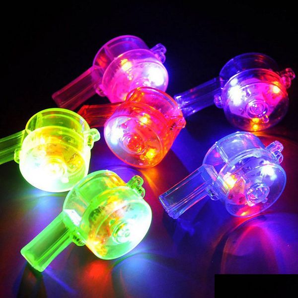 Led Rave Toy Light Up Whistle Glow Whistles Bk Party Supplies Juguetes Favores en la oscuridad para Navidad Cumpleaños Drop Delivery Gifts Ligh Dhilc