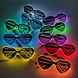 LED RAVE Toy Love Heart Glow Neon Rave Glazen El Wire flitsende LED -zonnebrillen Verlichten kostuums voor Glow Party Supplies DJ Bar Dance Props 240410