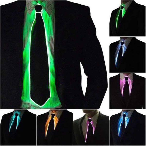 LED RAVE TOY HOMMES GLIVANTS TIE EL WIRE NÉON LED LUMINENT LUMINET HALOWEEN Noël Light Up Decoration DJ Bar Club Club Propy Clothing 240411