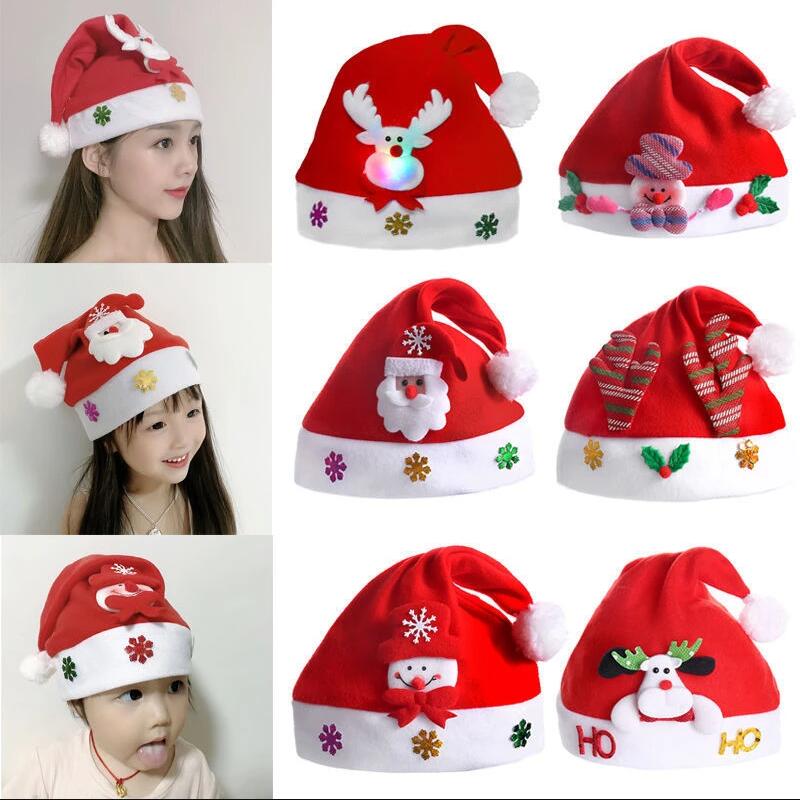 LED RAVE MAY WEAKNISKA KAŻEM Nowy Rok navidad Cap Snowman Elk Santa Claus Hats for Children Children Doros