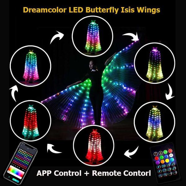 Led Rave Juguete Nuevo control remoto Aplicación de ala LED DIY Dreamcolor Luminoso Butterfly ISIS Wings Belly Dance Dance Party Props D240527