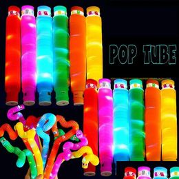 Led Rave Toy Party Toys Fellows Desvent Descompresión Ligero de agua Tubo de agua Tubo Pop Tubo Descompresiones Light-emiting telescópico Del Dhgrk