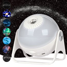 Led Rave Toy Star Projector 7 en 1 Projection Galaxy Projecteur Night Light avec Aurora Planets Lampe focalisable rotative à 360 ° 230710