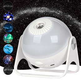 Led Rave Toy Star Projector 7 in 1 Projectie Galaxy Projector Nachtlampje met Aurora Planeten 360° Roterende Focusseerbare Lamp 230710