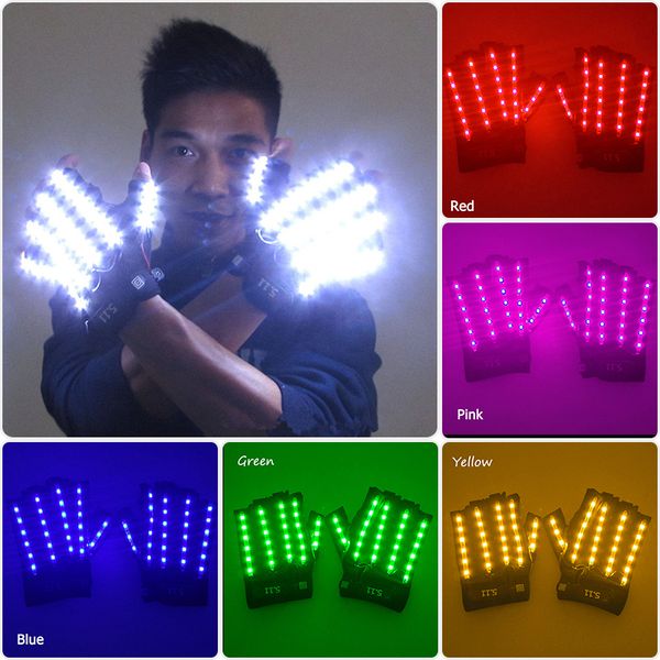 Led Rave Toy Style 1 par 2 piezas Guantes LED Luz Rave Medio dedo Iluminar guantes Iluminación Fiesta de baile Escenario Decoración 230317