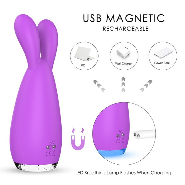 Vibrador LED recargable de conejo, punto G, resistente al agua, motores duales, 9 potentes consoladores vibradores, producto sexy para mujeres, juguetes calientes