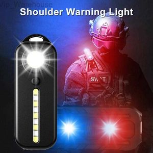 LED Rood en Blauw Waarschuwingslampje USB Opladen Fietsachterlicht LED Waterdicht Politie Schouder Clip Licht Tas Lamp LANTAARN HKD230831