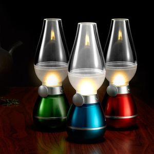 Veilleuses LED rétro lampe lampes nouveauté éclairage USB Rechargeable soufflant kérosène réglable soufflage marche-arrêt veilleuse maison