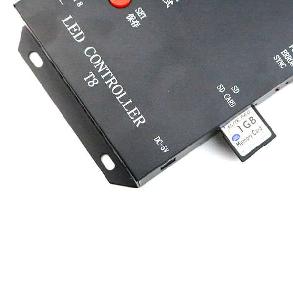 controlador Freeshipping LED RGB T8 tarjeta SD Controller Pixel 8CH para el Programa WS2801 WS2812B WS2811 LPD6803 tira del RGB LED Controller DC5-12V