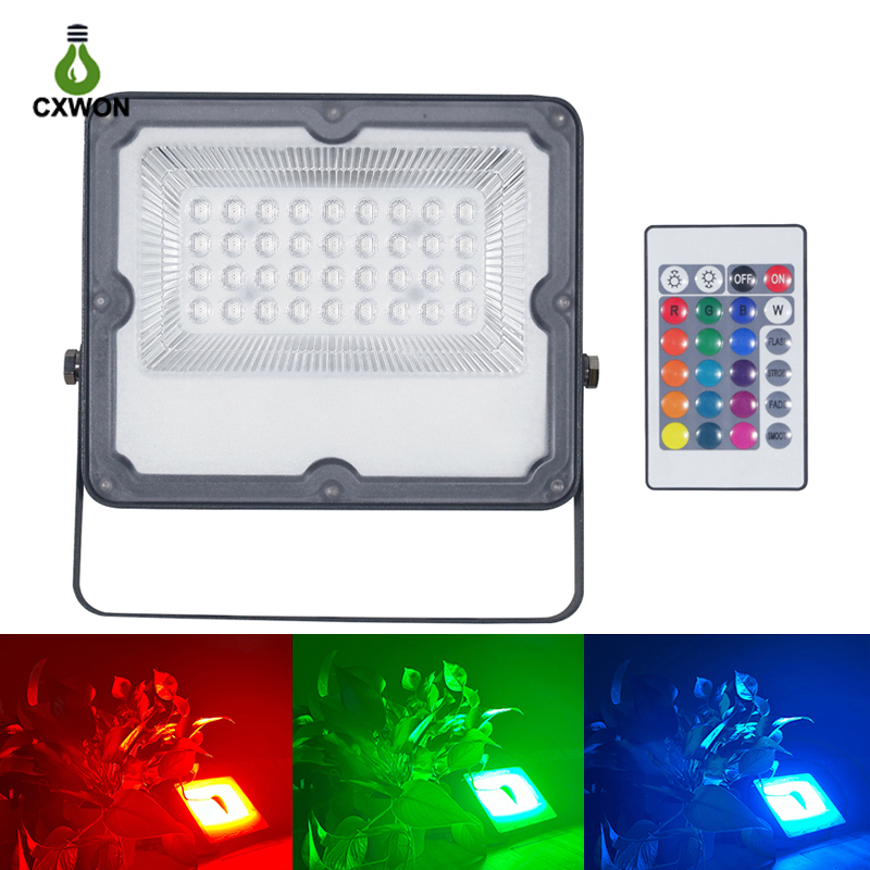 LED RGB Floodlights Outdoor Dimable Color Changing Spotlight Light IP65 Waterdichte multicolor wandwandmachine Licht 10W 20W 30W 50W 100W 200W