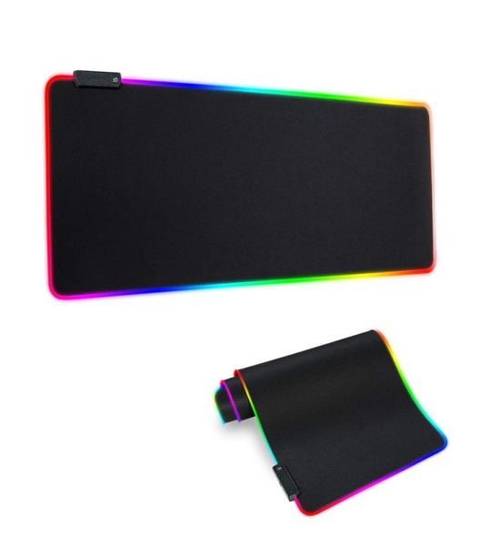 Tapis de souris de jeu souple LED RGB, grand tapis de souris étendu surdimensionné et brillant 8278761