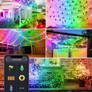 LED RGBIC Christmas Light Outdoor voor Xmas Tree Fairy Light Smart App Remote Control USB String Lighting IP67 Multicolor Garland