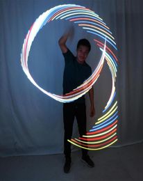 LED RHYTHMISCHE Gymnastics Ribbon Kleurrijk Luminous Gym Ribbons Dance RGB Glow POI voor Belly Hand Props2300755