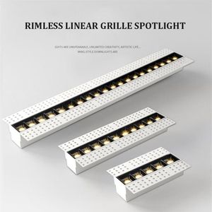 LED Randloze lineaire grille Spotlight Geen hoofdverlichting Ontwerp Modern 5W 10W 20W Magnetische ingebedde installatielamp Armatuur272L