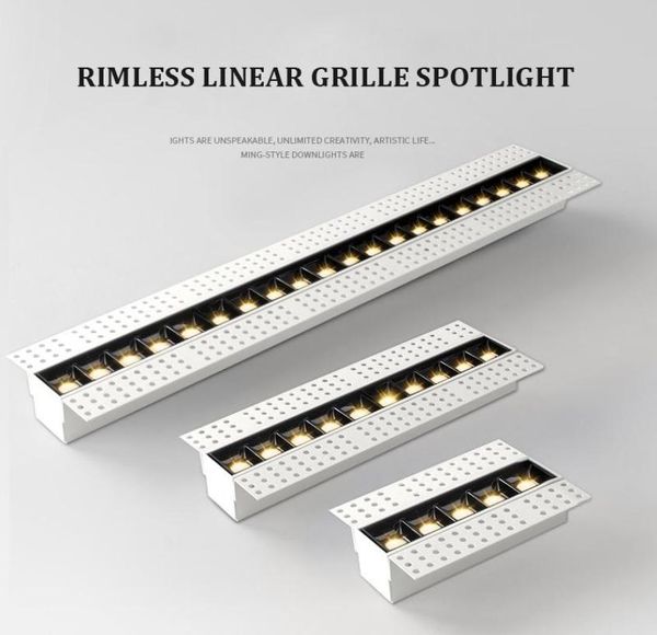 Foco LED de rejilla lineal sin montura, sin diseño de iluminación principal, lámpara de instalación integrada magnética moderna de 5W, 10W y 20W, accesorio 7078824