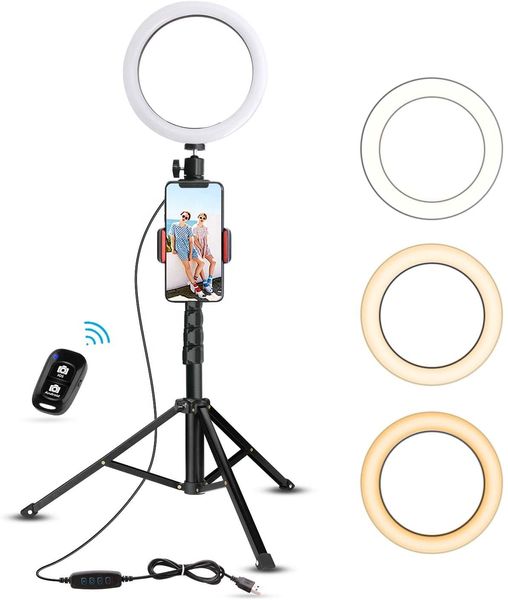 Anillo de luz LED trípode selfie soporte para teléfono 6 