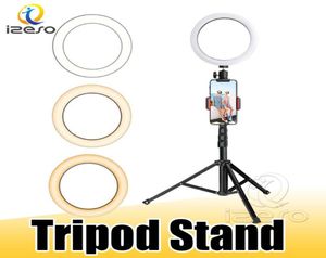 LED -ringlicht met rekbare statief standaard selfie stick 6inch 8inch 10inch dimbare vloertafel ringvormige lamp voor selfie make -up i5383896