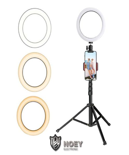 Anneau lumineux LED avec trépied extensible, bâton de selfie, 6 pouces, 8 pouces, 10 pouces, lampe annulaire de Table à intensité variable pour Selfie Makeu7891090