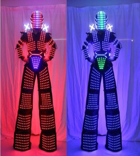 LED Robot Costume David Guetta LED Robot Costume illuminé Kryoman Robot échasses vêtements lumineux Costumes5828340