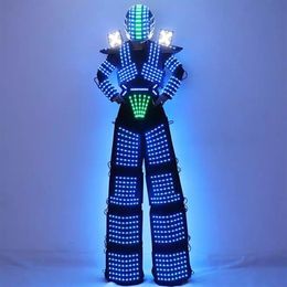 Costume de Robot LED RGB, changement de couleur, vêtements, casque, échasses, marcheur, Robot221v