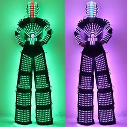 Traje de robô LED salto alto Kryoman robô David Guetta Stilts Walker Light289s