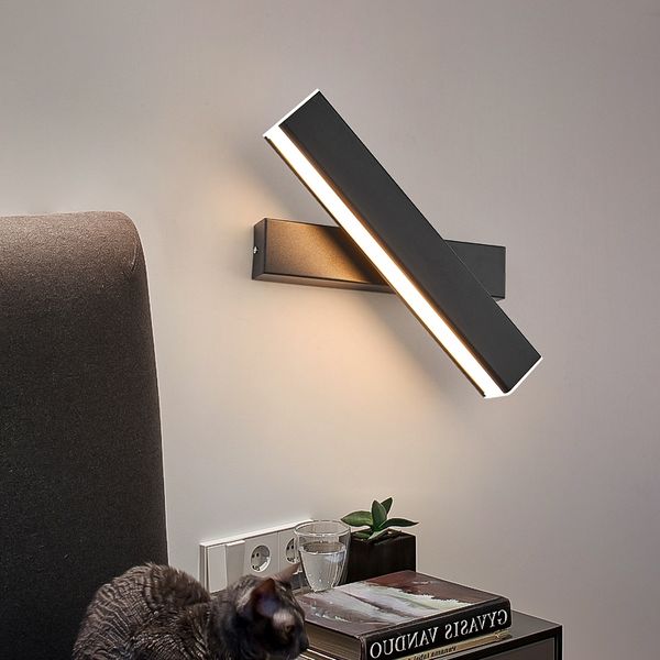 Lámpara LED giratoria de aluminio acrílico para pared, lámpara de lectura cuadrada para ingeniería, mesita de noche, dormitorio, estudio