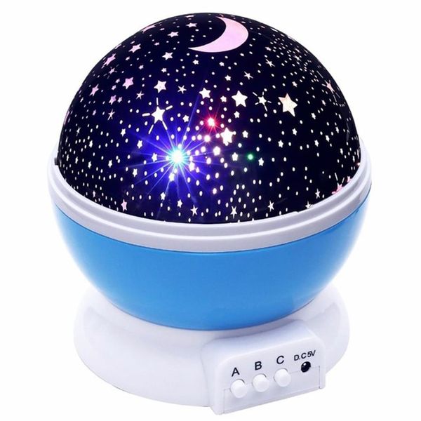 Proyector de estrella giratoria LED novedoso iluminación luna de luna rotación para niños baby nocturno lámpara de emergencia de emergencia de emergencia lámpara USB de emergencia