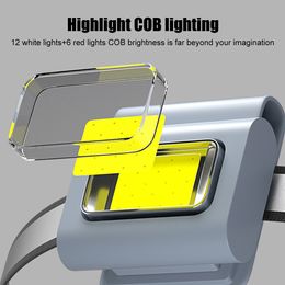 LED Running Light Cob LED Lampe frontale en plein air Sport Running Runch Lampe de poche USB Lampe de travail rechargeable pour le jogging de randonnée Torche à cyclisme