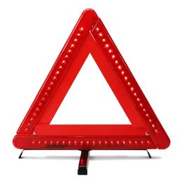 Placa triangular de advertencia de seguridad LED para coche, trípode reflectante de placa de advertencia de seguridad de estacionamiento para vehículos