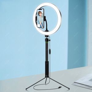 LED Selfie Ring Light 26cm Ringlight with Stand for Makeup Photo Studio Photographic Lighting Lamp for Live Stream Video on Tikt