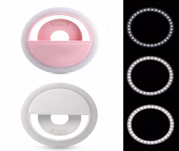 LED Selfie Ring Light Mobile Phone Film Lights RK12 USB RECHARGable Portable Lamp Clip de beauté Lights For Smartphone8759124