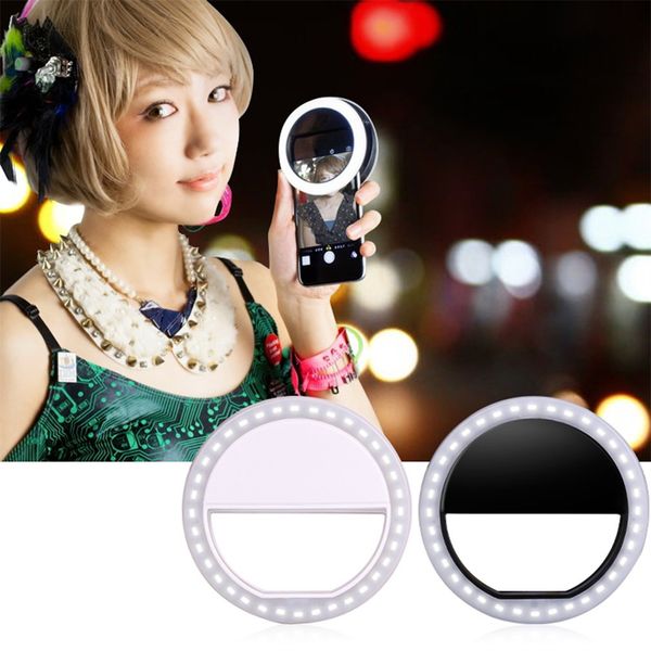 LED Selfie Light Phone Lens Lens Light Automatic Flash Lámpara de relleno de teléfono móvil para teléfonos inteligentes Selfie Finuja de selfie redondo