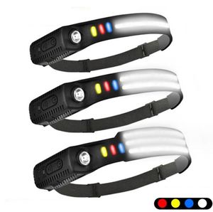 LED-sensorkoplamp XPE + COB-koplamp USB oplaadbare led-hoofdlamp Zoeklicht Ingebouwde batterij Werklampen voor jagen Hardlopen