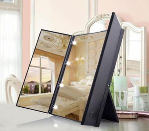 LED Shining Makeup Mirror 8 LED -licht verlicht Threesided Foldable Make -up Cosmetische tafel Schoonheid Mirror2328400