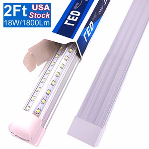 Luz LED para tienda de 2 pies 2 pies, lámpara de tubo de 18 20 vatios y 2 pies, bombillas conectables de 24 pulgadas para garaje, almacén, forma de V, luces más frías de 2', 1800 lm 2200 lm OEMLED con cable directo integrado