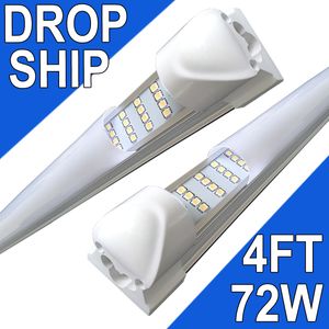 Lampe de magasin LED 4 pieds, 4 rangées 72 W 7 200 lm 6 500 K, luminaire LED NO-RF RM T8, couverture laiteuse, éclairage de plafond et de magasins utilitaires, lampes à tube connectables, salle d'éclairage de magasin, USAstock